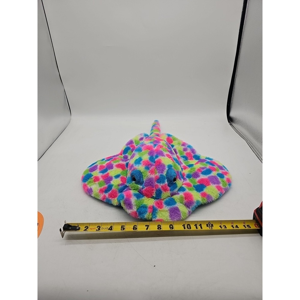 The Petting Zoo Multicolor Spotted Neon Stingray Plush Stuffed Animal‎ 20"